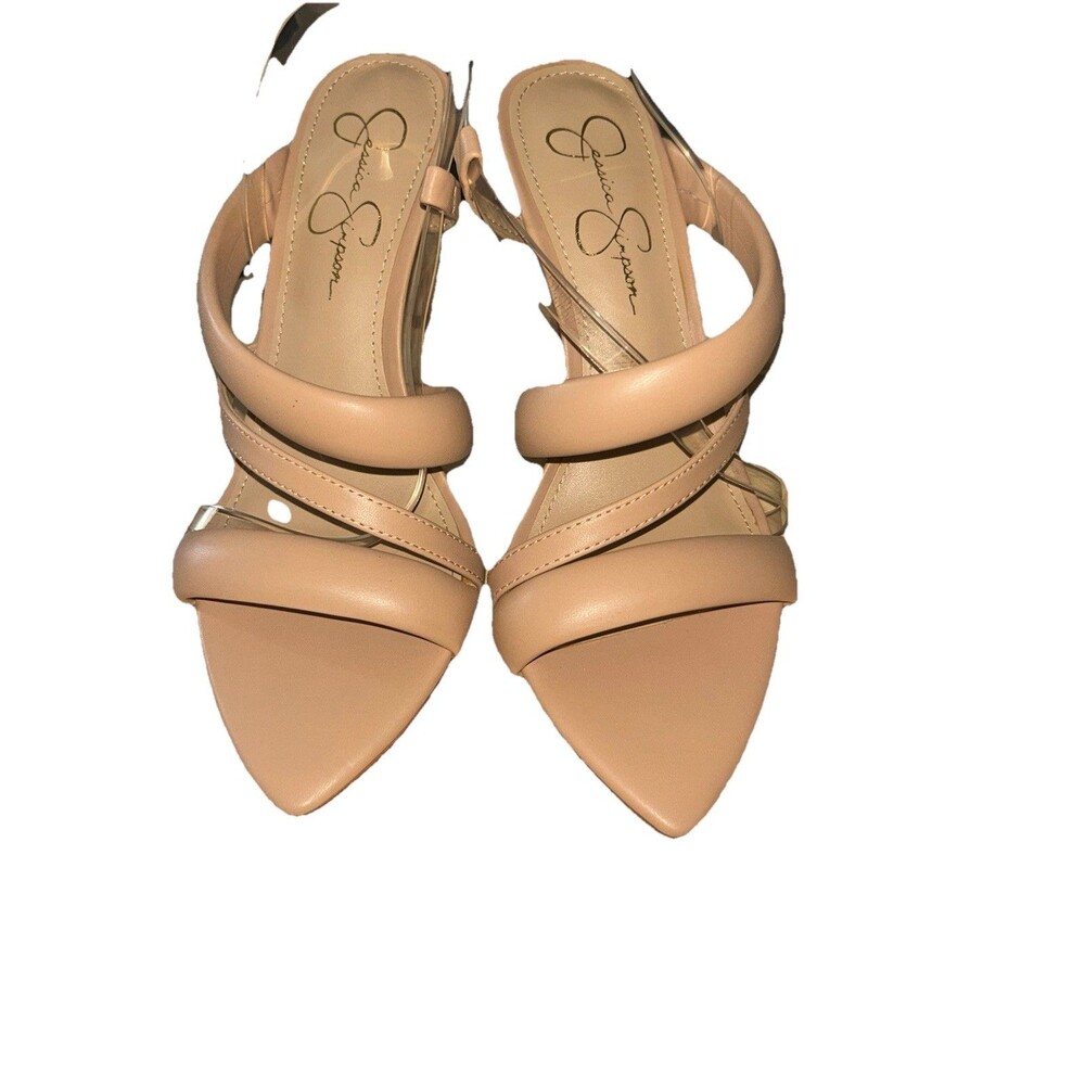 Jessica Simpson Krissta Nude Strappy Stiletto Slingback Heels Sandals 8M